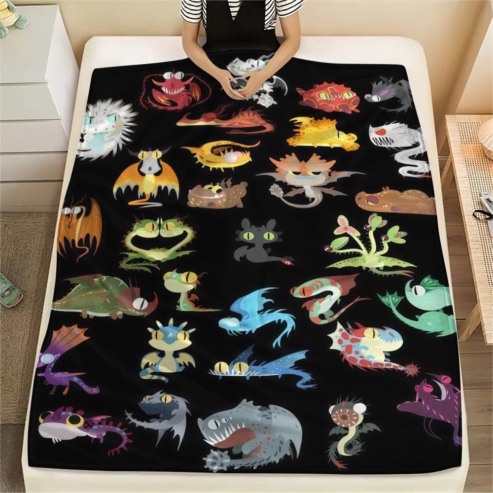 

How to Train Your Dragon Creature Collage Blanket, Warm Comfy Fabric, Household Ornament, Fan Gift.chl 75x90cm