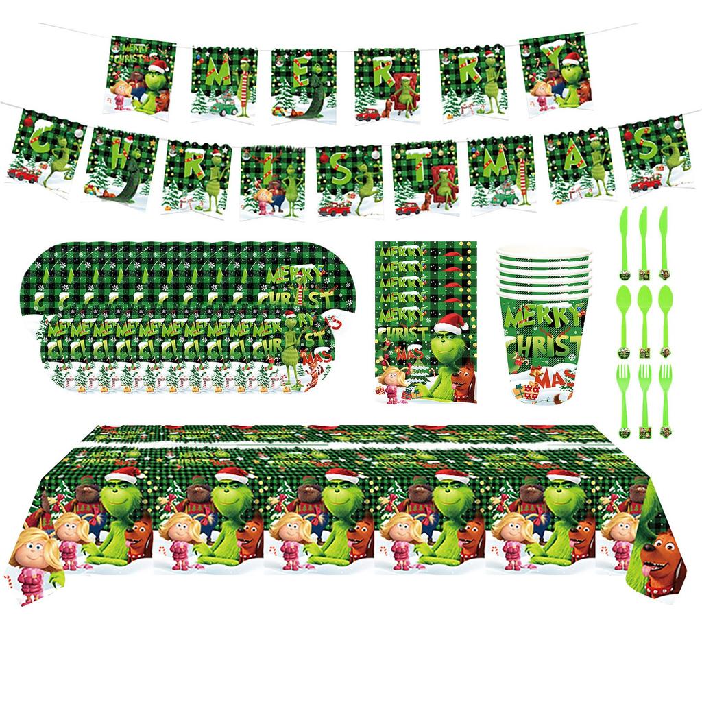 Christmas Theme Party Decorations Plates Tissue Paper Cups Pull Flags Christmas Dinnerware Set Party Set Party Favors