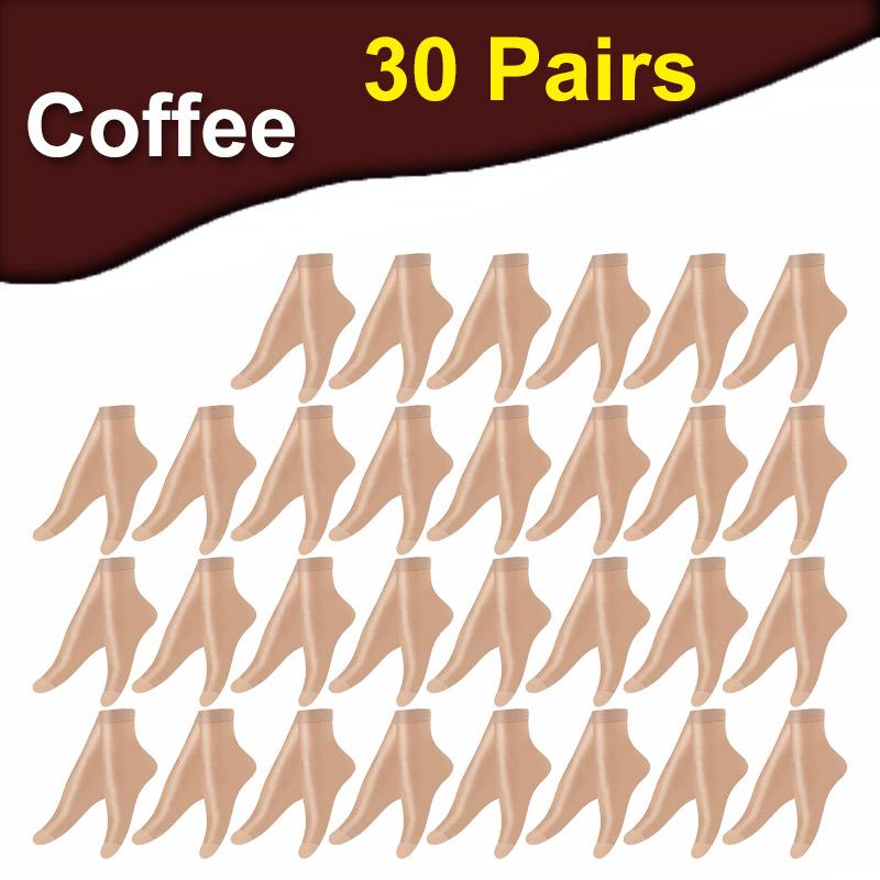 

60Pcs=30Pairs Прозорі літні шкарпетки Ультратонкі жіночі нейлонові жіночі короткі щиколотки Meias Elastic Crystal Spring Silk Sox One size