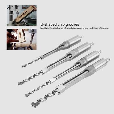 4pcs Woodworking Hole Saw Hole Drill Bits 1/4 5/16 3/8 1/2 Wood Mortising Chisel Set Wood Drilling Hand Tools