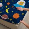 3pcs Playful Fitted Sheet Set For Kids Boys Cartoon Style Space Animals Rockets Planets Stars Printed 100% Polyester Bed Sheet