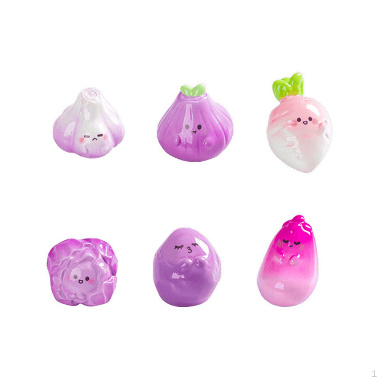 

6 Pieces Mini Resin Vegetable Figurines Desktop Decroration Mixed Figures Creative Tiny for Garden