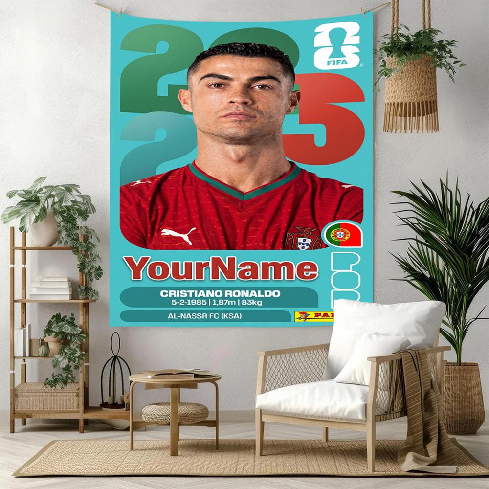 Cristiano Ronaldo Custom Your Name Wall Decor Tapestry Art For Pet Memorial Birthdaywedding Party Backdrop Family Gift