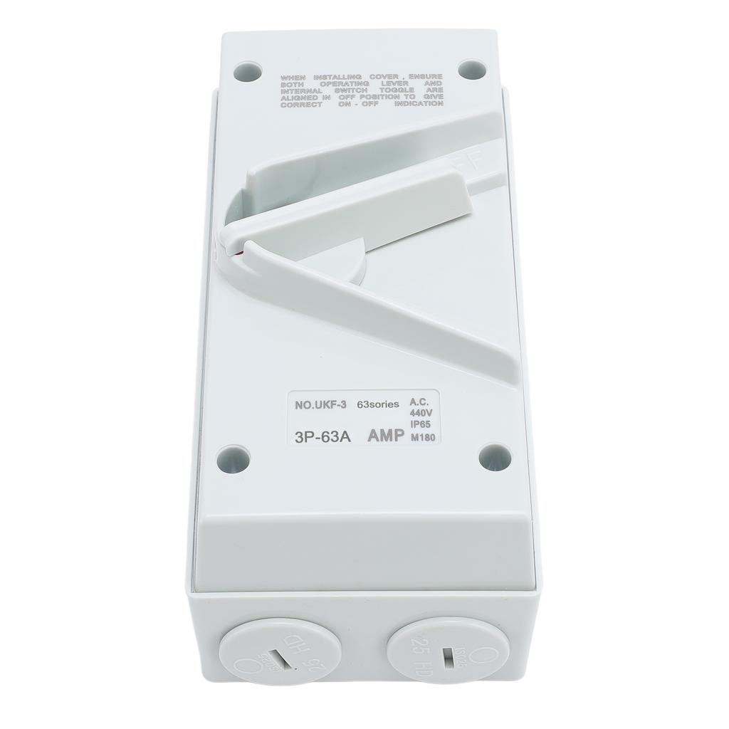 Enclosed Motor Disconnect 63A 440V 3 Pole, Isolation , IP65 Water Proof, Silver Contacts, for Industrial, Airports, Docks, Shippin