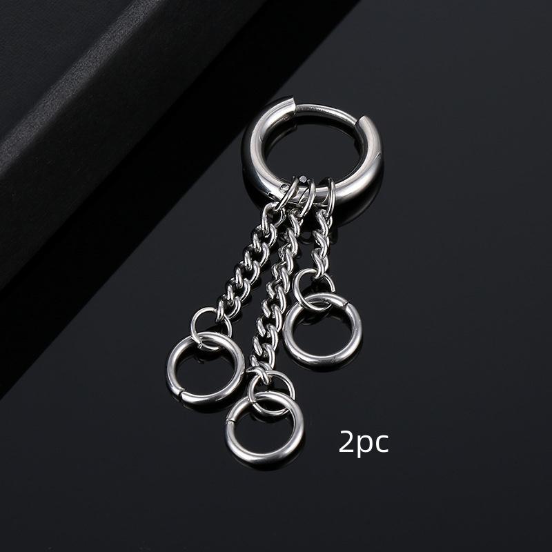 2pc Punk Colored Stainless Steel Feather Earrings, Leaf Chain Earrings, Long Earrings, Suitable For Women's Gatherings