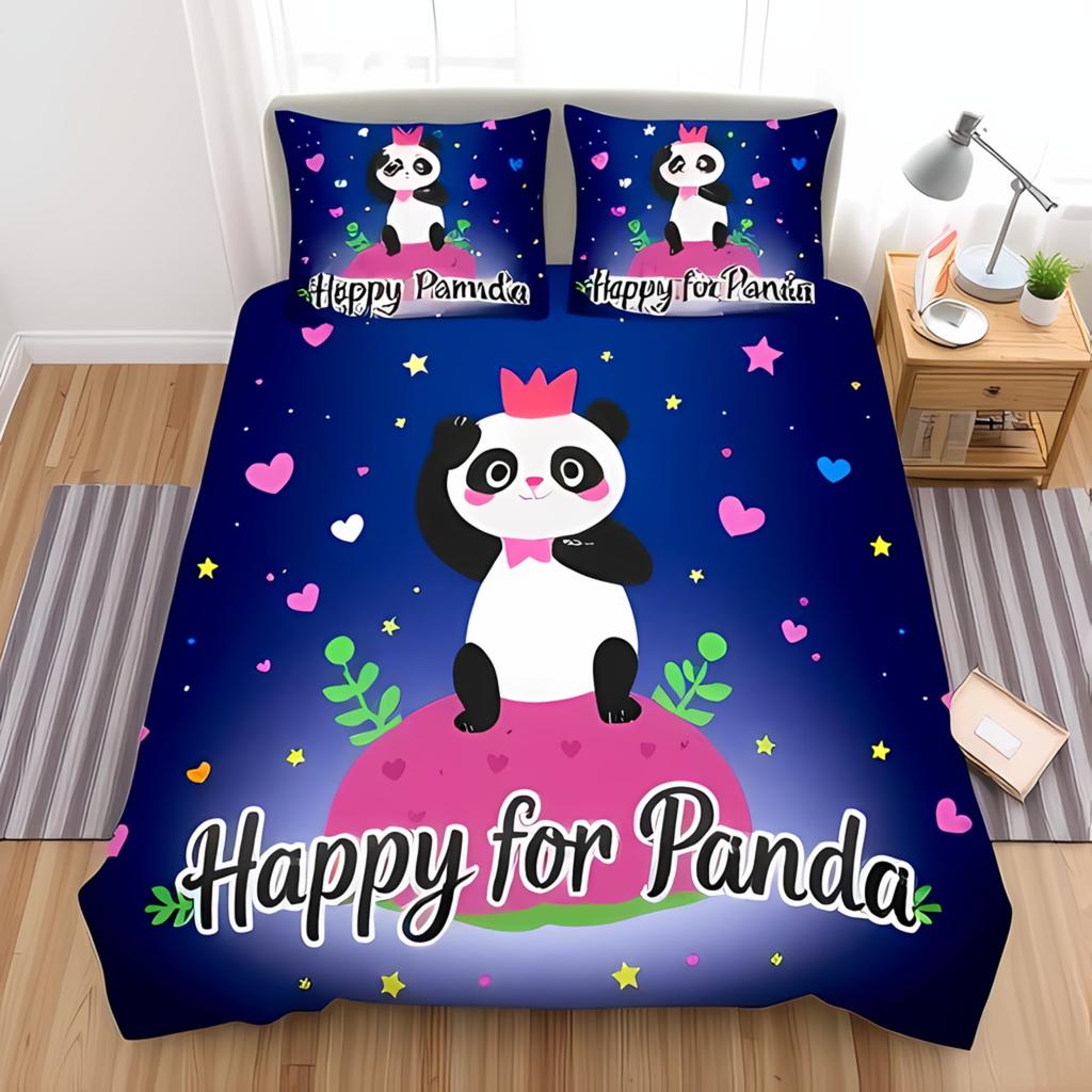 Bettdecke Cartoon Panda Niedlich Liebe Englischer Panda Digitaldruck Bettwäsche Set Geeignet Kinder Kinder Und Erwachsene
