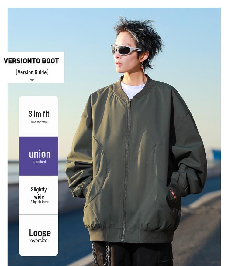 Men's Trendy Solid Color Loose Baseball Jacket for Spring & Autumn - Versatile Couple Outerwear