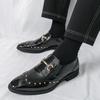 Britain Designer New Men's Pointed Rock Rivet Slip On Loafter Casual Dress Homecoming Shoes Male Formal Wedding Footwear