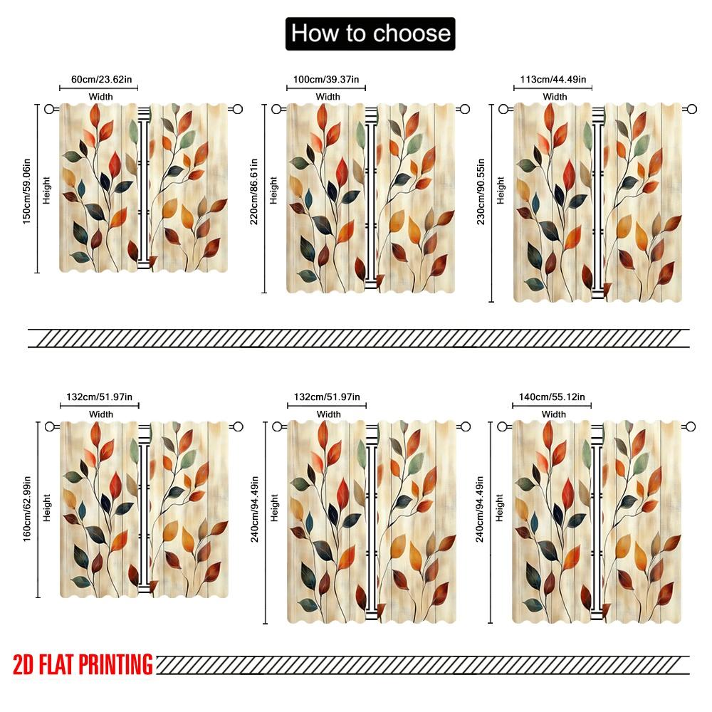2 Stück, 2D-Flachdruck Beliebte Vorhangpaneele Herbstblätter Leinwand Langlebiges Polyester (ohne Stange) Alle Jahreszeiten für Wohnzimmer,