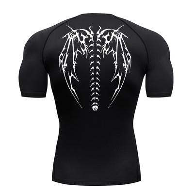 Sport T-Shirt Herren Kompressionsshirt Kurzarm Gym Workout Lauf T-Shirt Männer Tees Anime Print Enges Fitness Schnelltrocknendes Oberteil