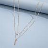 Simple Crystal Geometric Gold Pendant Necklace Set for Women Charms Fashion Square Rhinestone Female Vintage Jewelry
