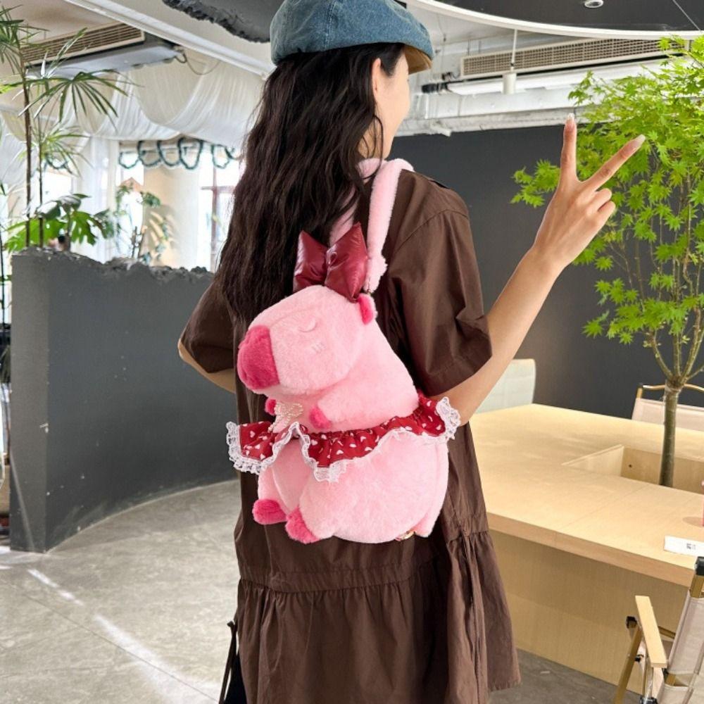 Shoulder Bag Capybara Plush Backpack PP Cotton Stuffed Capybara Knapsack  Kid Girl Boy