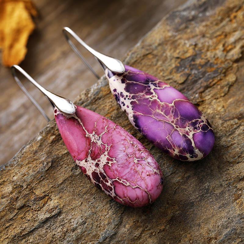 Bohemian Emperor Stone Water Drop Pendant Earrings European and American Popular Ins Jewelry