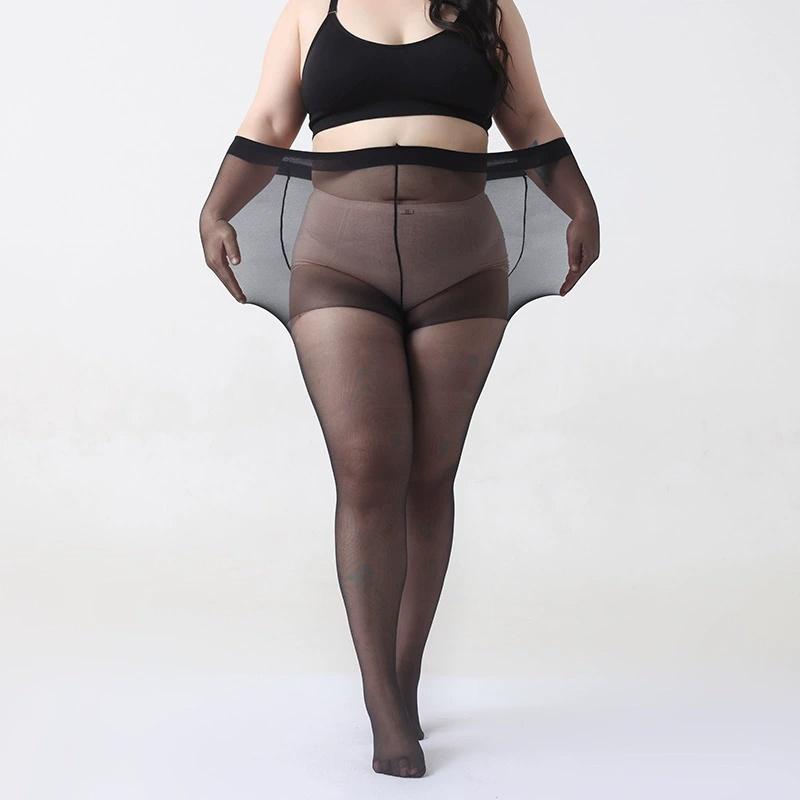 15D Ultra-thin High Elastic Tights XXXL Plus Size Women See Through Silky Pantyhose Lady Summer Anti-hook Transparent Underwear