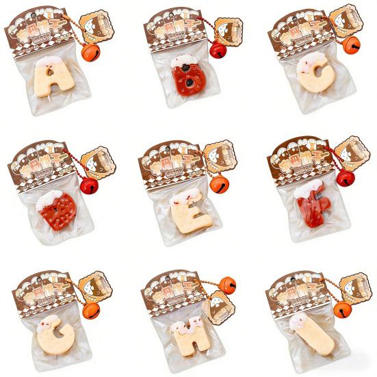 Cookie Squeeze Toy with Bell Ball Chain Stress Relief Slow Rising Letter