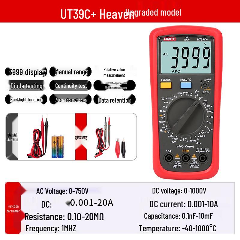UNI-T UT33B+ Hochpräzises Smart Digitalmultimeter - Mini Anti-Burn Spannungsprüfer für Elektriker