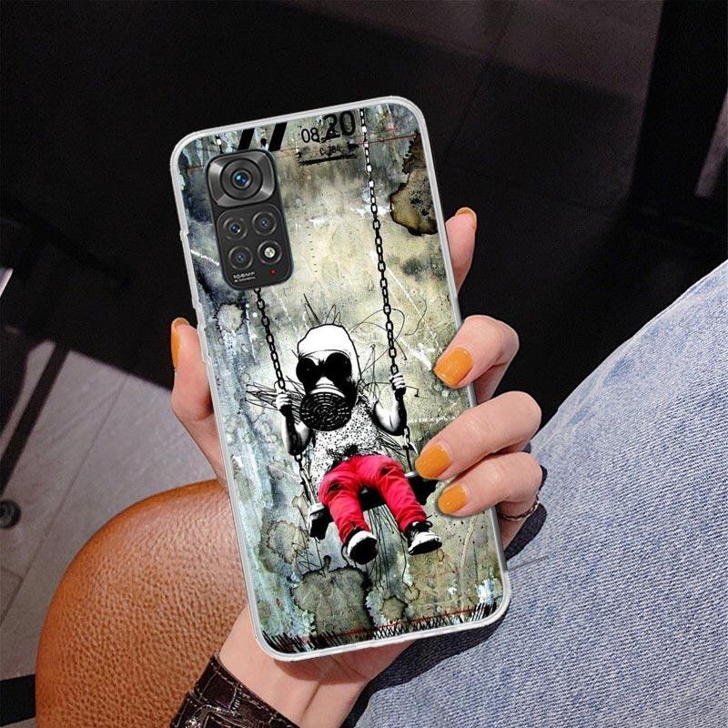 Street Art Banksy Graffiti Phone Case For Xiaomi Redmi Note 15 14 13 12S 12 11 Pro Plus 14S 11S 11E 10 10S 11T 5G Personalized C