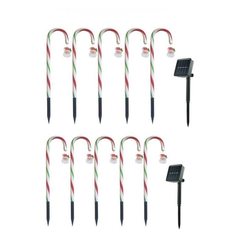 Christmas Candy Cane Lights 8 Modes Timer Remote Waterproof Battery Operated Pathway Marker Garden Landscape Decor Lawn Lights