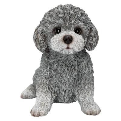 Ubia Sitting Toy Poodle Gray 13 X 9 X Cm Doll Figure Ornament Animal Garden Decoration Realistic Cute Dog 13.5 H24126-2