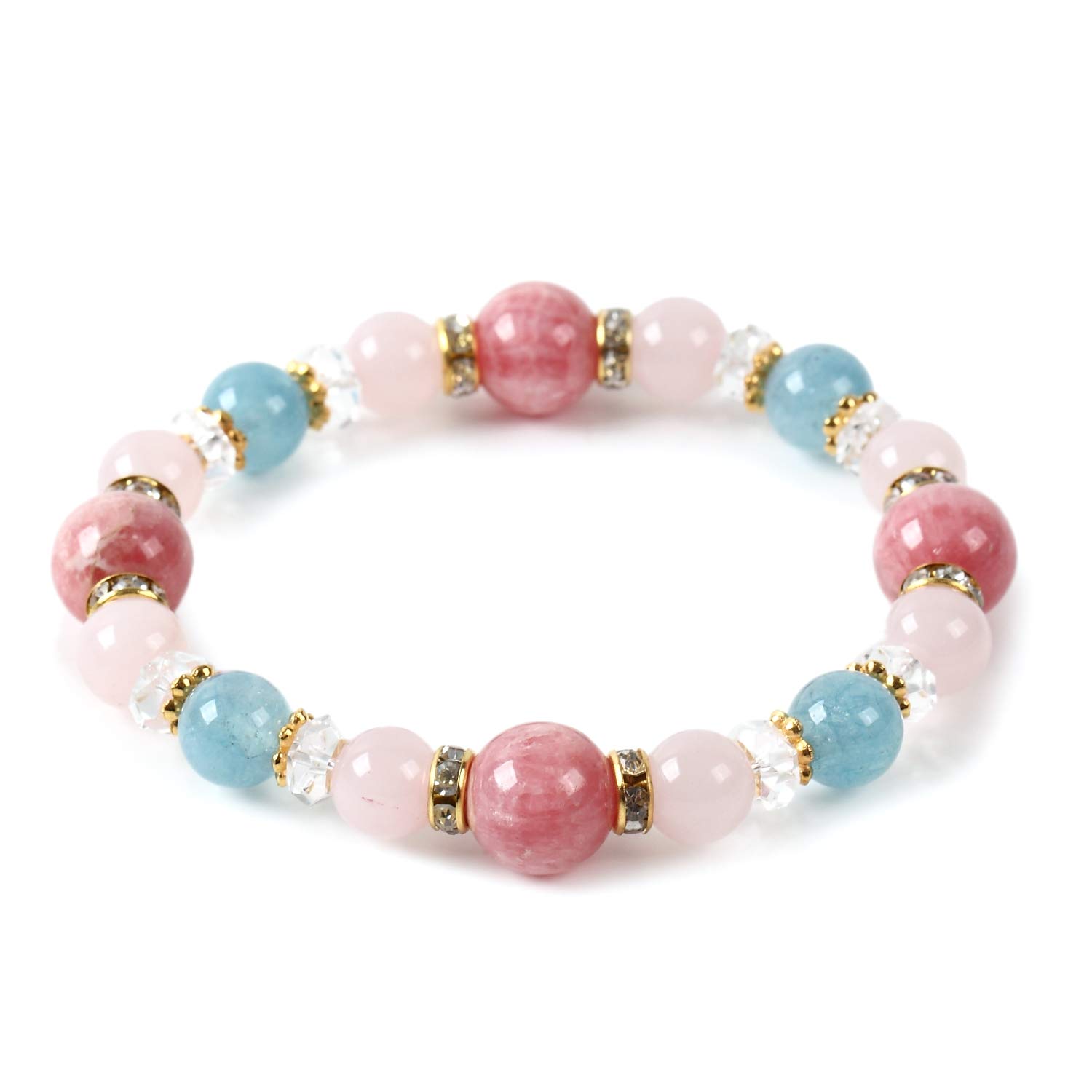 

Inca Rose Aquamarine Natural Stone Bracelet 10mm [Kyojudo] Women s