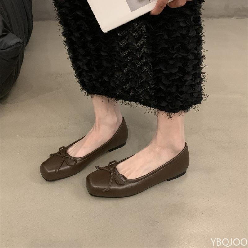 Flat Bottomed Shallow Mouth Bow Spring New Single Shoe Casual Soft Simple Comfortable Fashionable Women's Flat Shoes