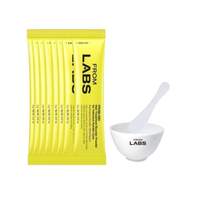 FROM LABS Protein Kapsel Modellierung Haarbehandlung Booster Puder Set | Hochprotein Haar Pflege Puder 2g×8 | Home Haar Klinik Set mit Schüssel & Spatel