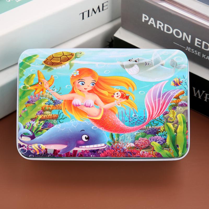 60pcs Jigsaw Cartoon Puzzle With Metal Box, Children's Early Education Animal Vehicle Puzzle, Parent-Child Interaction Game