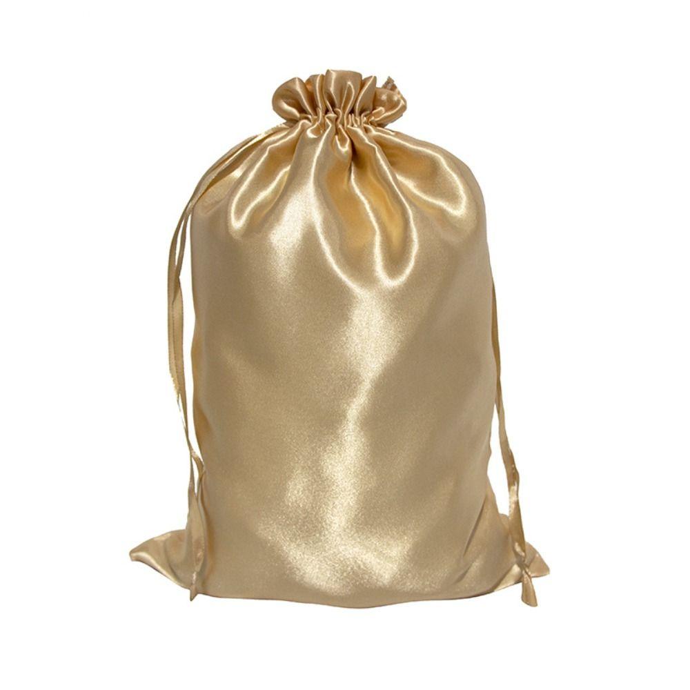 Girls Black Packaging Bags Satin Storage Bags Silk Wig Pouch Wig Packaging Tools Anti Dust Wig Bag