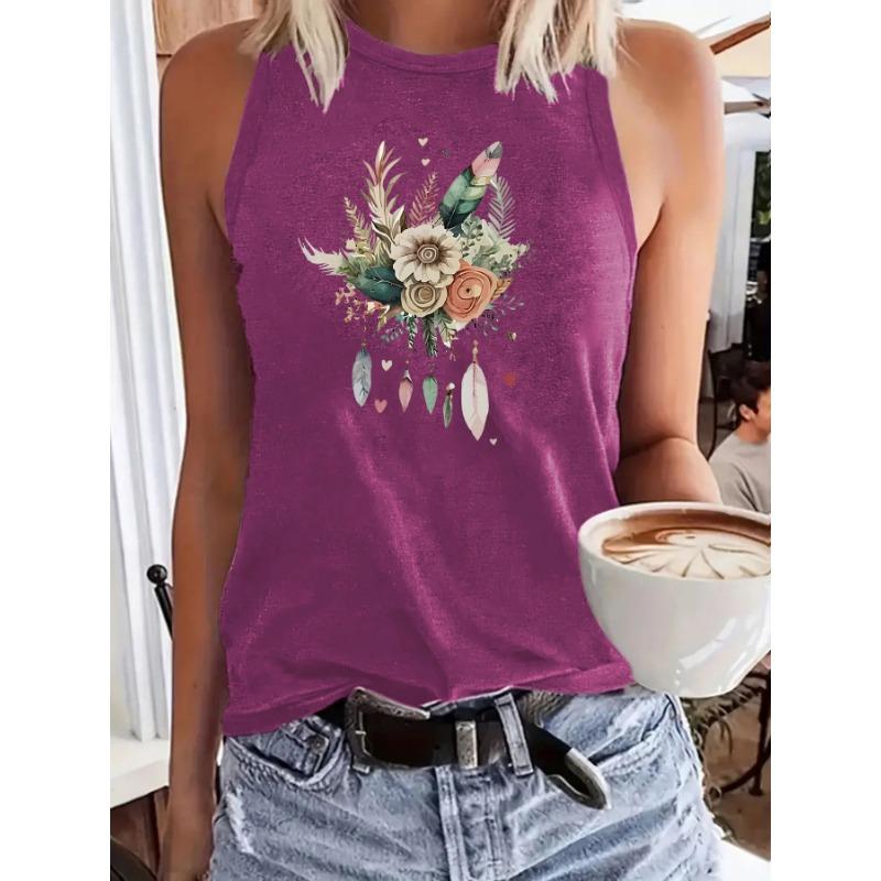 Женский топ-халтер без рукавов с цветочным принтом, сексуальный, свободный, базовый жилет S темно-красного