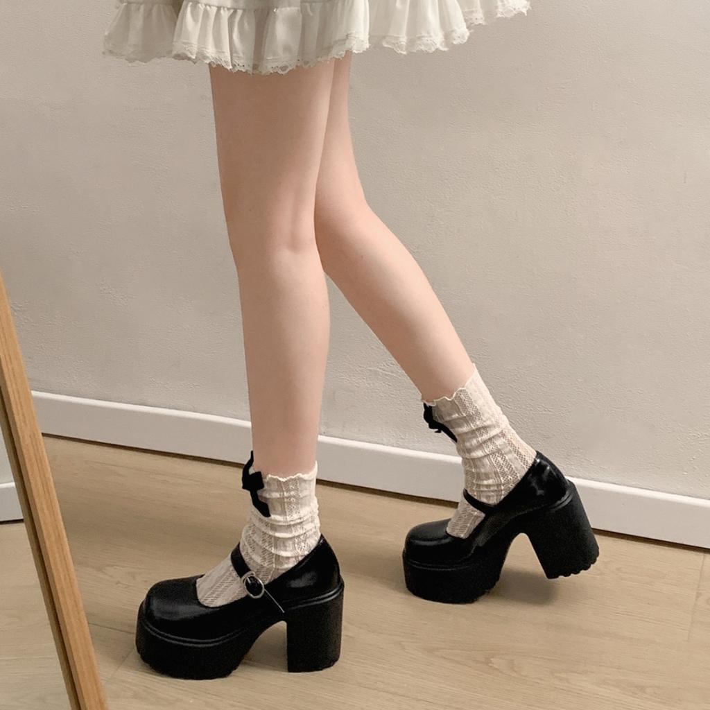 Retro schwarzer britischer Stil dicke hohe Absätze kleine Lederschuhe Damen 2025 neu Sommer Rock Mary Jane hohe Absätze