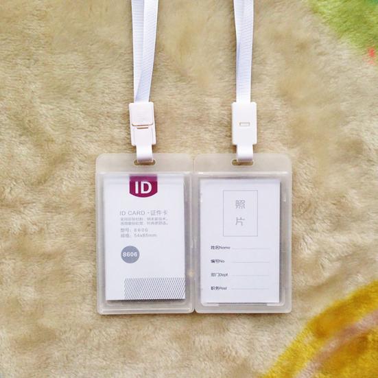 Portacarte d'identità da tasca in plastica rigida Porta badge Porta nome Laccetto da collo