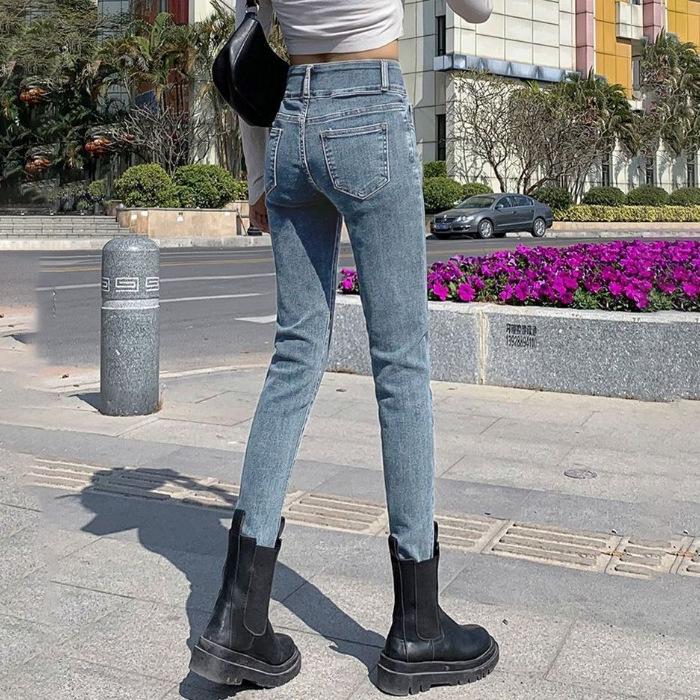 

Women s High-Waisted Skinny Jeans: Slim-Fit, Stretchy, Fleece-Lined, Ankle-Length, Trendy 2026 Autumn Style. 28