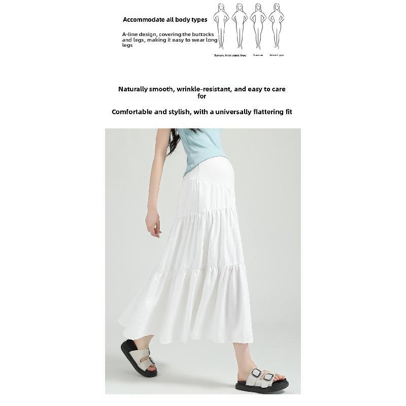 Maternity Skirt for Summer, Women's Mid-length Loose-fitting Slimming Flared Skirt with High Waist