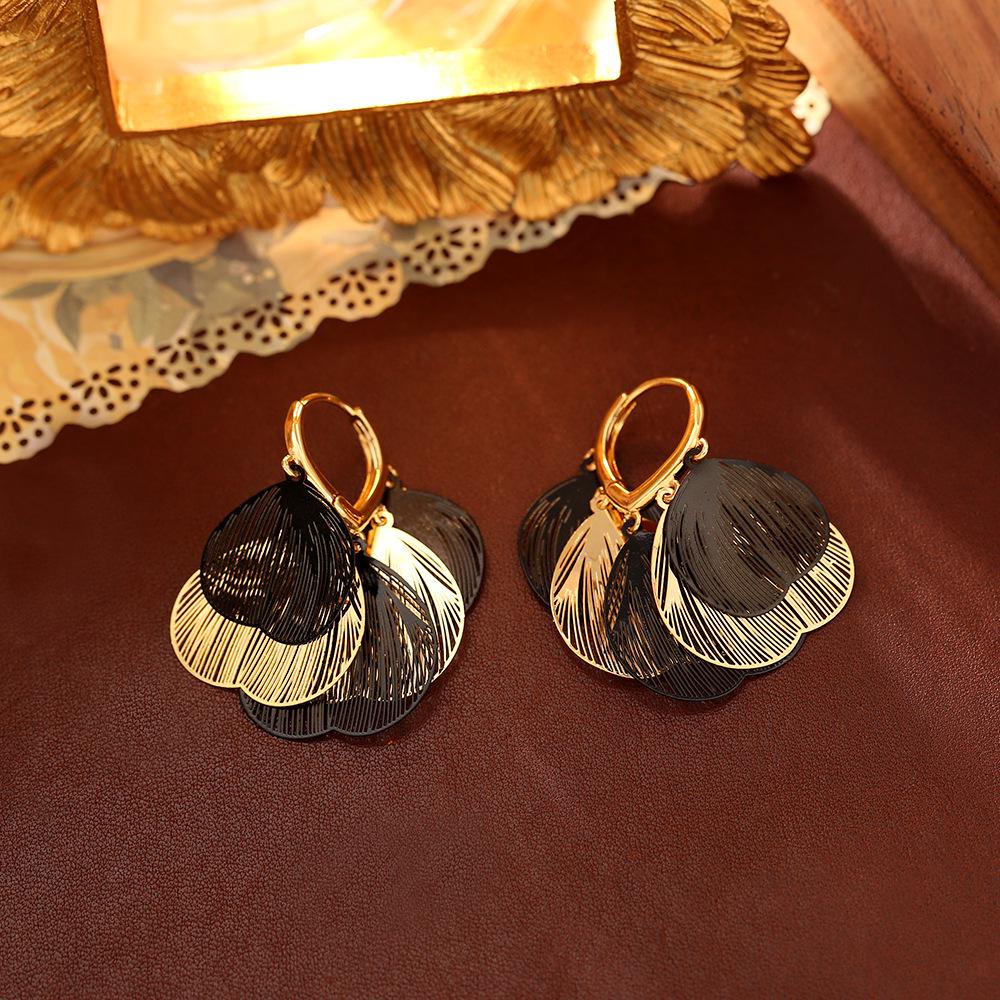 Trendy 24K Gold-Plated Leaf & Butterfly Wing Earrings for Women - Elegant Autumn/Winter Accessory