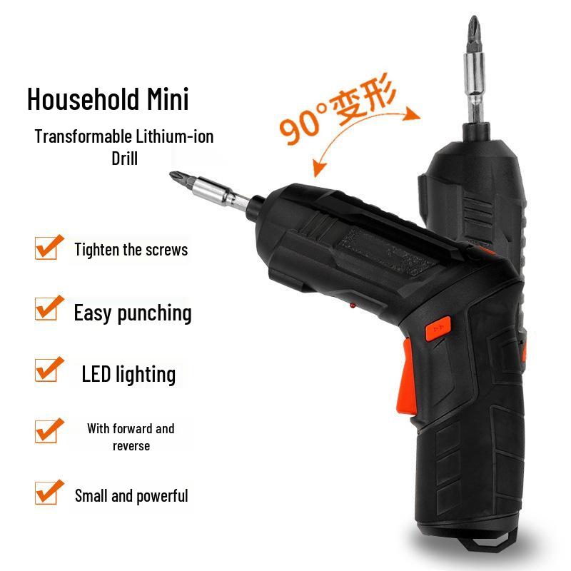 Rechargeable Multi-Functional Electric Screwdriver, Foldable Mini Hand Drill Gun Set