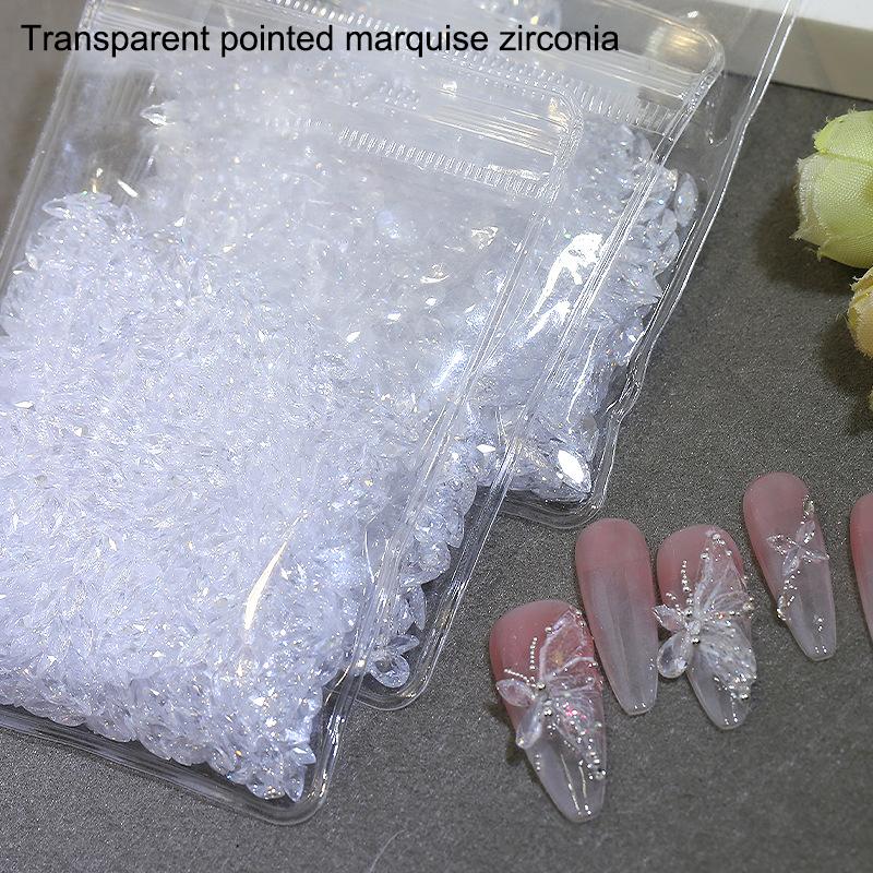50Pcs Mini Nail Rhinestones Transparent Zircon Flash Nail Art Crystal Gems Dazzling Manicure Tip 3D Nail Art Decoration