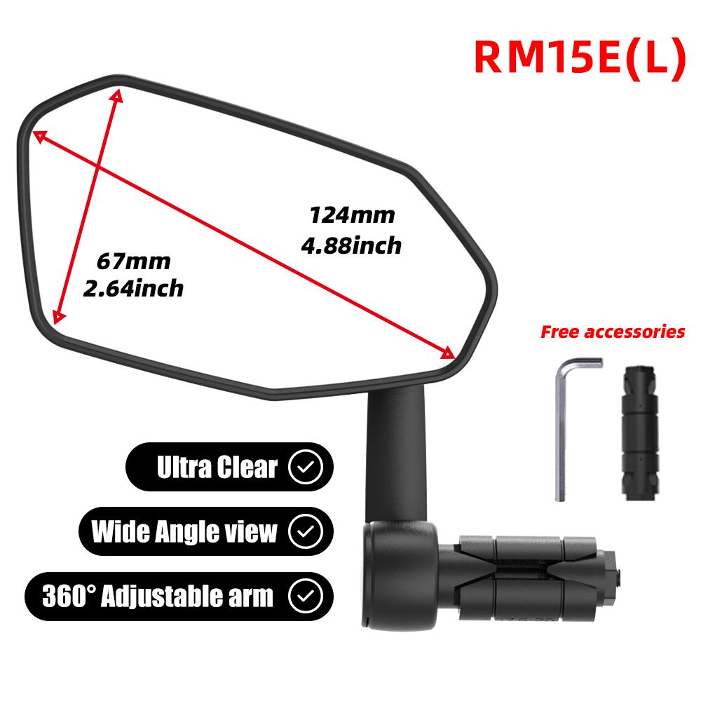 EasyDo Bicycle Mirror Rotatable Handlebar End Bike Rearview Mirror Durable Wide Angle Adjustable Reflector for MTB Road E Bike RM15E Left