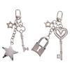 Heart Key Keyrings Star Lock Keychains Fashion Keyholders Metal Keychain Car Key Rings for Bag Backback Decoration