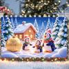 Festive Banner Gold Decorative Penguin Christmas Banner Holiday Banner Snowy Tree For Holiday Photo Shoot Christmas Decoration