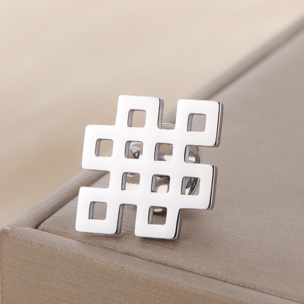 Dawapara Vintage Endless Knot Symbol Brooches Good Luck Chinese Knot Brooch Lapel Pin Stainless Steel Accessories