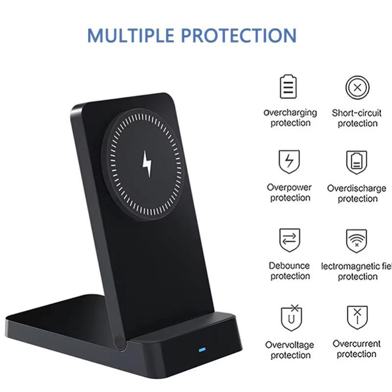Magnetic Fast Wireless Charger Station For Magsafe iPhone 16 15 14 13 12 Pro Max Desktop Foldable Smartphone Charging Stand Dock