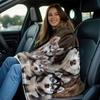 Coperta Chiffon Famiglia Husky, Coperta Leggera Portatile per Viaggio, Morbido Caldo Design Invernale, Accogliente Arredamento Casa per Tutte le Stagioni