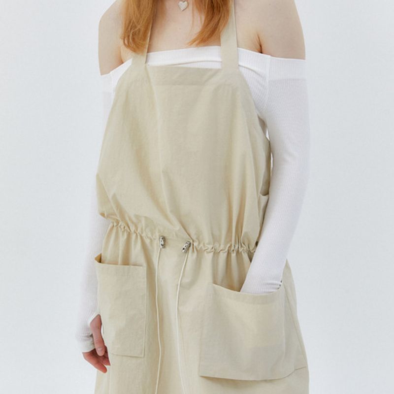 MODERNABLE APRON STRING DRESS - BEIGE