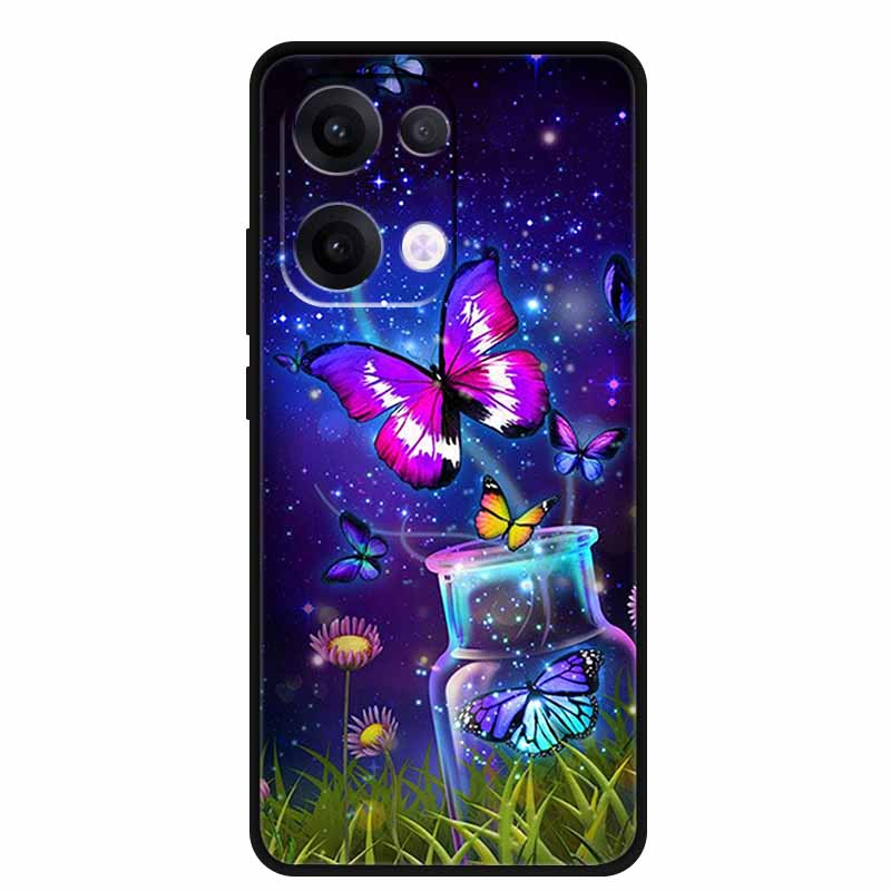 For Oppo Reno13 5G Case Soft TPU Cute Cartoon Silicon Back Cover for Oppo Reno 13 Pro Phone Cases Reno13Pro 13Pro 5G Black Shell