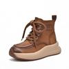 Fashion GKTINOO Women Boots Genuine Leather Sneakers 2024 New Lace-up Round Toe Women Handmade Retro Ankle Platform Boots