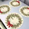2PCS Anti-Slip Christmas Round Placemat Heat Resistant Christmas Dining Mat  Christmas Decor
