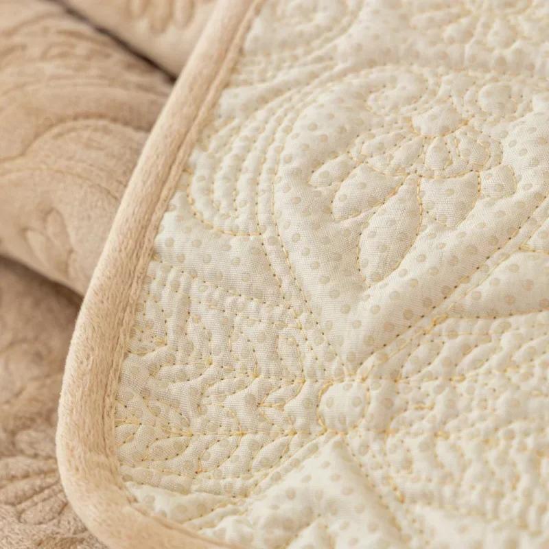 Solid Color Sofa Cover Mat Simple Warmth Sofa Cushion for Living Room Short Plush Warm Couch Protector Universal Anti-slip