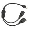 Extension Y Splitter Power Cord 3 Pin 1 to 2 Male to Female Power Extension Cable