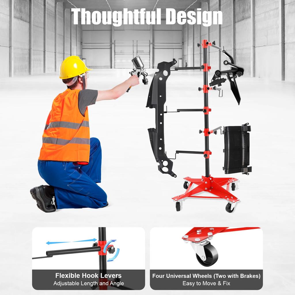 4 swivel casters with adjustable central column for hanging car doors, fenders, bumpers, panel stands, and panel holders