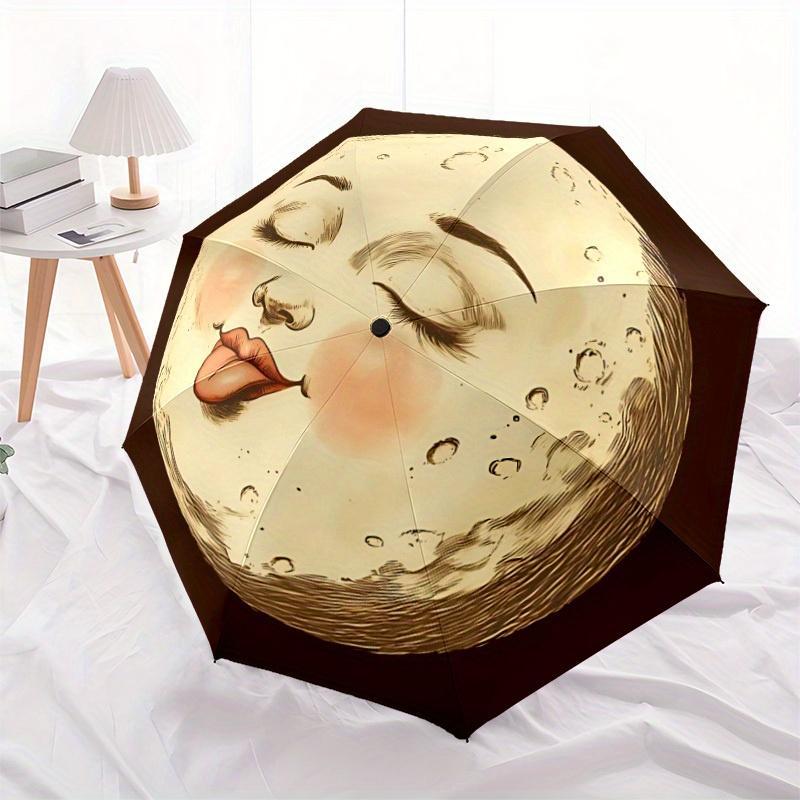1pc Abstract Expression Automatic Open/Close Umbrella with Windproof, Functional Design, 8-Rib Sturdy Canopy